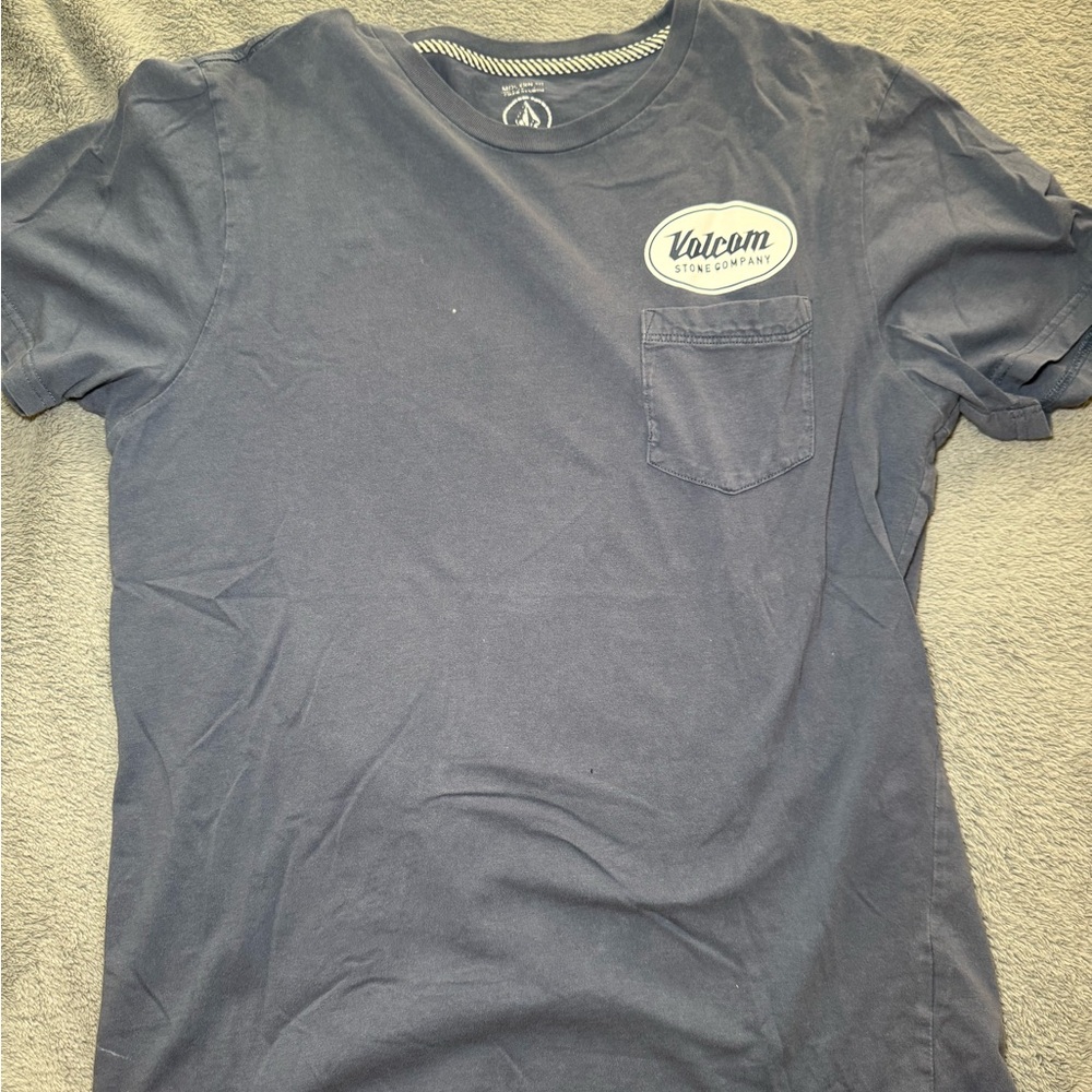 Volcom Navy Short Sleeve Pocket Tee with Logo Patch